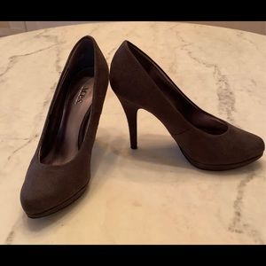 Grey 4” micro suede M.P.S. heels